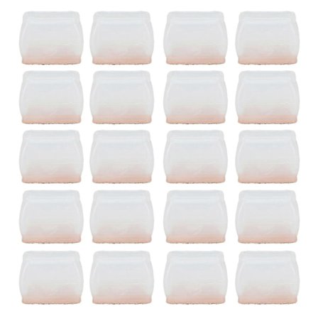 20 kpl Tuolin jalan suojuksia kovapuulattioille, kumihuopahuonekalujen pehmuste, naarmuuntumaton, äänetön, läpinäkyvä suorakulmio L