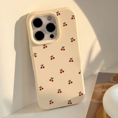 Fodral för iPhone 17pro kräm gul röd körsbär söt körsbär silikon