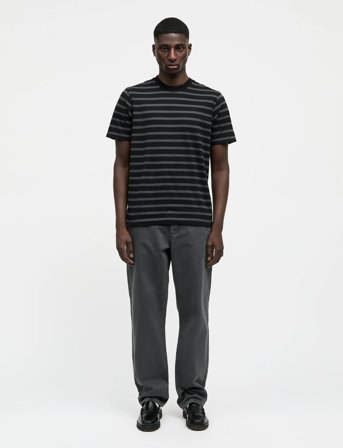 Mads Nørgaard Cotton Jersey Stripe Frode Tee - Black - XXL
