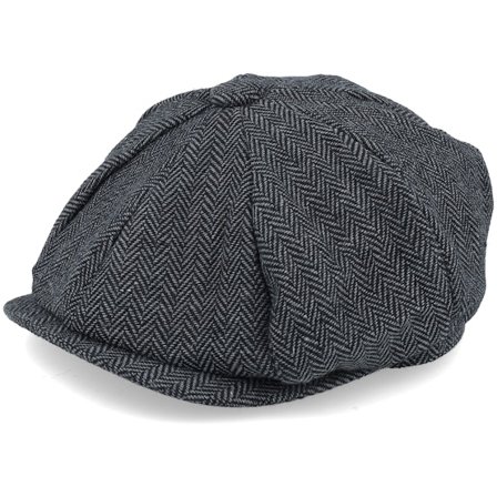 Beechfield - Gris flatcap Casquette - Charcoal Heringbone Heritage Bakerboy Flat Cap @ Hatstore