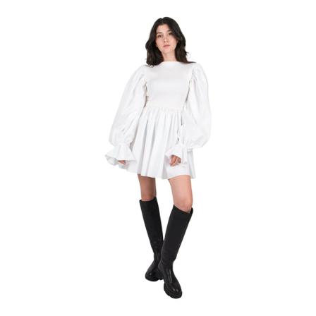 Patou Volume Poplin Sleeves Mix Fabric Kjole Hvid, Dame