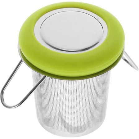 Te- och kaffefilter i rostfritt stål med fint nät, lösa blad, handtag för vattenkokare, tekannor, muggar, koppar, himmelsblå