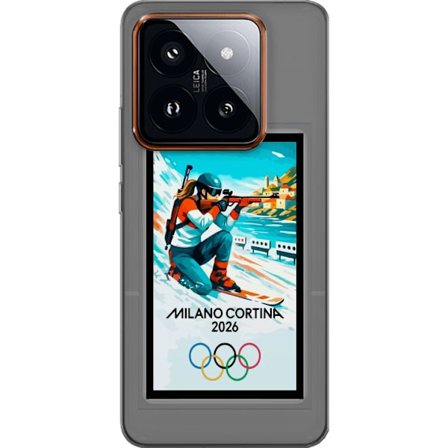 Kompatibelt Mobildeksel til Xiaomi 14 Pro Retroplakat Cortina Milano 2026 med fjell, vintersportsutøvere, italienske trikolor, Milano-katedralen og ol