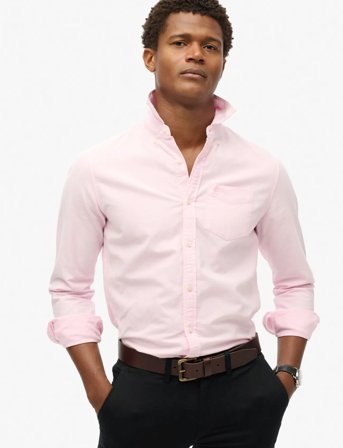Superdry Cotton L/S Oxford Shirt - Pink - L