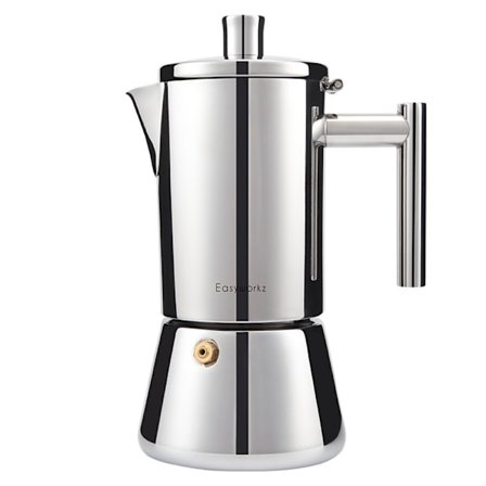 Easyworkz Espressokoker i rustfritt stål - Italiensk kaffemaskin Induksjons Moka Pot 4 Kopper 200ml