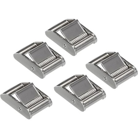 Cam-spenne, 5-pakks metalltrykklåsbeslag 2,07" for 1" 25 mm stropp, sølv