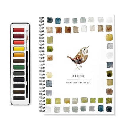 Akvarell arbeidsbok 12 farger Fugler Blomster Dyr Barn Akvarell Malingsbok Kunst Håndverk Maling