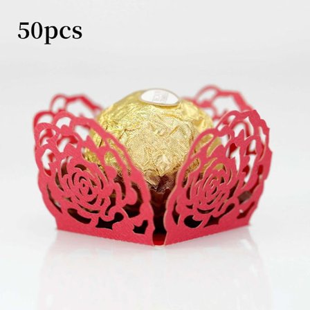 50 stk. Sjokoladepapirbrett Sjokolade Godteri Kopper RØD RØD