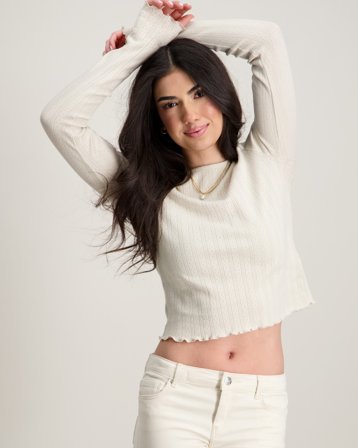 Kids ONLY KOGCARLOTTA L/S TOP JRS Beige Toppe/Bluser Pige - Kids Brand Store