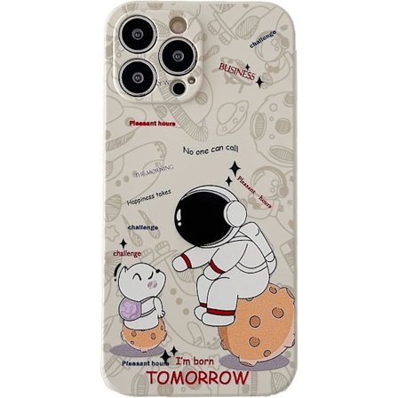 Sött skal till iPhone 13, Cool tecknad rymdastronaut planet mån design snygg mjuk TPU stötdämpande halkfri skyddande trendigt skal (iphone 1