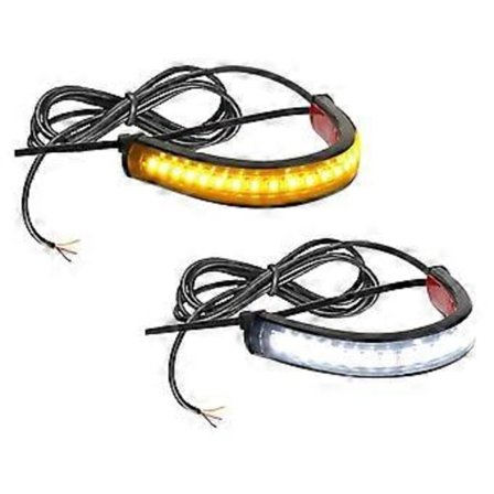 2 stk. Fleksible Switchback Tofarget Motorsykkel LED Gaffel Blinklys DRL Kjørelys