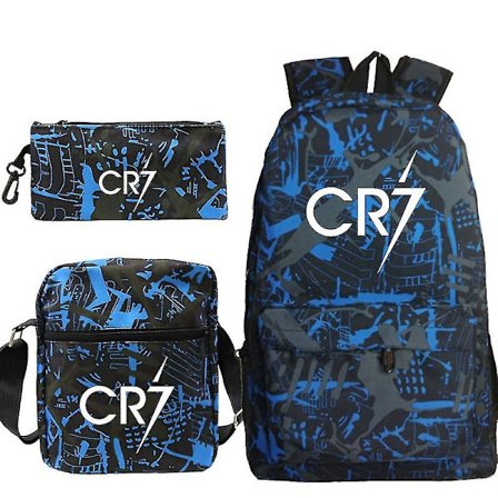 Fotboll Ronaldo Cr7 Ryggsäck 3st/set Skolväskor För Flickor Pojke Laptop Rese Ryggsäck Kvinnor Rucksack Axelväska Pennfodral