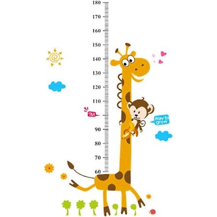 Lasten pituustaulukko, koristeellinen seinätarra, irrotettava kirahvin pituusmitta seinätarra lapsille -Yx