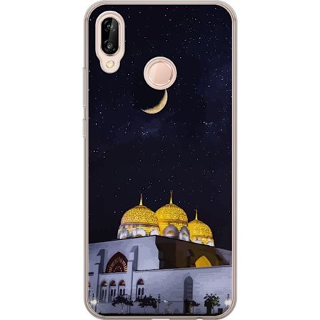 Kompatibelt Mobildeksel til Huawei P20 lite Stjerneklar natt med gyldne kupler og halvmåne over opplyst moské