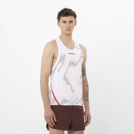 Salomon - T-Shirts S/lab Speed Singlet M - White / Andorra