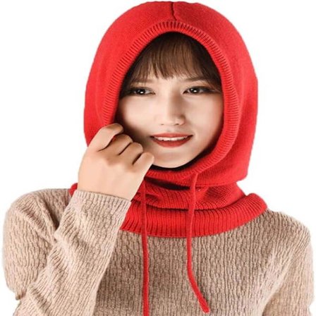 Dame Balaclava Huva Vinter Kashmir Strikket Beanie Hat Ski Mask Skihue Udendørs