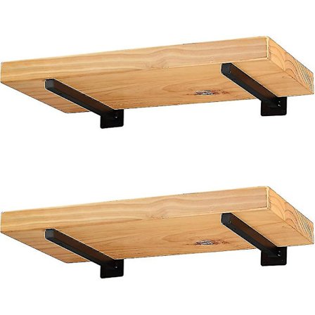 Stærke Flydende Hyldebeslag - 20 Cm Blændet Sort Industrielt Metal Hylde