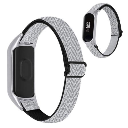 Xiaomi Mi Band 5 nailonista valmistettu joustava kellonhihna - Musta / Valkoinen White