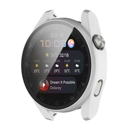 Huawei Watch 3 Pro -suojakotelo, läpinäkyvä, hopeanvärinen kehys