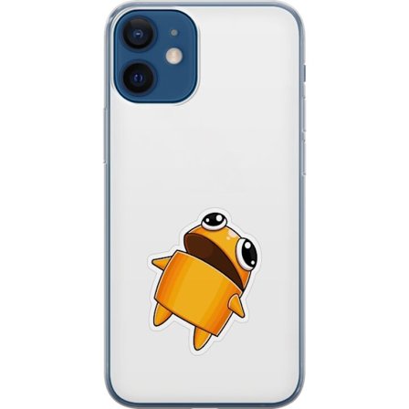 Kompatibelt Mobildeksel til Apple Apple iPhone 12 Orange tegnet figur med store øyne og dynamisk posisjon i leken stil