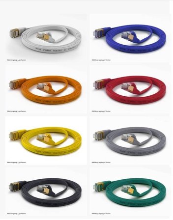 WANTEC WantecWire FTP, extra flaches Patchkabel CAT6a, q=1,6x6,5mm, gelb, Länge 1,00 m