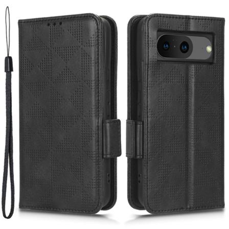 SKALO Google Pixel 8 Embossed Triangle Plånboksfodral - Svart Svart