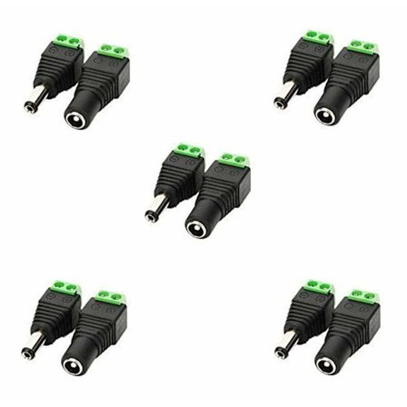 5,5 mm x 2,1 mm DC Hunn til DC Hann Adapter 12V DC Jack-kontakt DC Plugg DC Barrel (5 Hunn + 5 Hann)