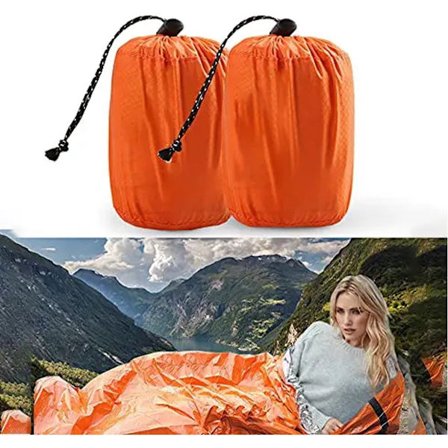 Gjenbrukbar overlevelse nøds sovepose/campingpose. Egnet for utendørsaktiviteter som camping og fotturer - 2-delt sett.