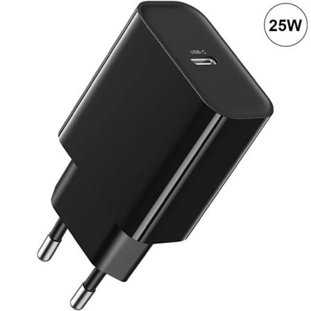 Hurtig 25W USB-C vægoplader til iPhone 17 Pro, iPhone 17 Pro Max, iPhone 16 Plus, iPhone 16 - Sort