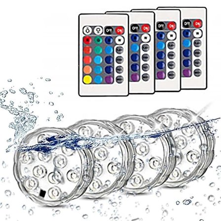 4 stk. Vandtætte Under Vand LED Lys til Damme og Pools IP68