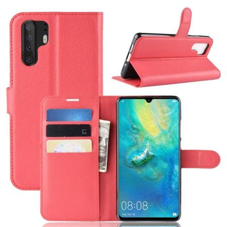 Huawei P30 Pro - Litchi Plånboksfodral - Röd Red Röd