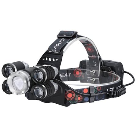 Laddningsbar pannlampa - 12000lm Kraftfull Ultra USB Laddningsbar 5 LED Pannlampa 4 Ljuslägen för Camping Jakt Fiske
