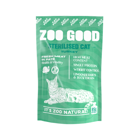 ZOO GOOD - Katt Sterilisert kalkun 85g-pose - Katt - Kattefôr & kattemat - Våtfôr og våtmat - ZOO.no