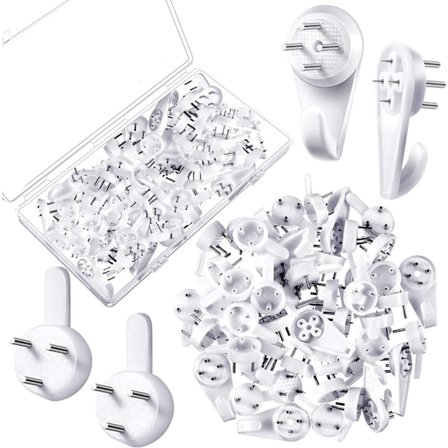 50-delers sett med sømløse malingskroker egnet for harde vegger, sømløse kroker for å feste bilderammer, sømløst opphengssett