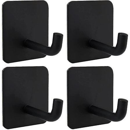 4 Selvklæbende Kroge, Sorte Kraftige Håndklædekroge Rustfrit Stål
