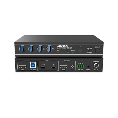 NÖRDIC KVM-Switch 2 til 1 USB-C & HDMI 4K60Hz 4xUSB-A