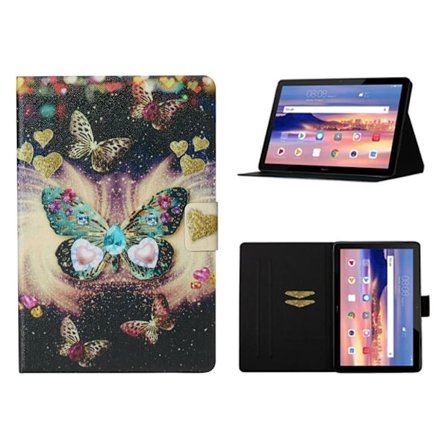 Huawei MediaPad T3 10 viileä kuvio nahkainen läppäkotelo - Perhoset