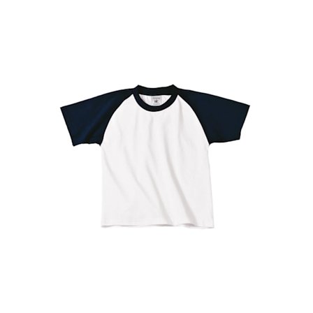 B&C Barn Pojkar Kortärmad Baseball T-Shirt 12-14 År Vit