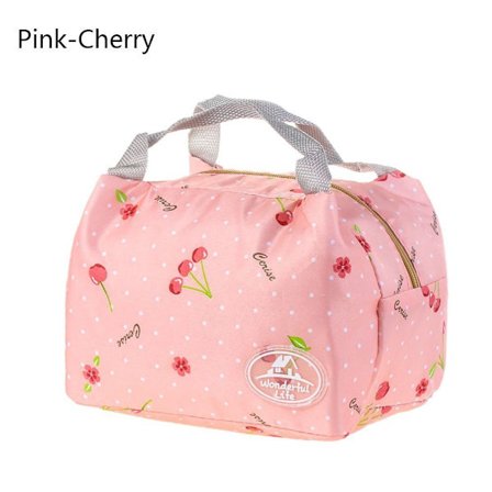 Isolerad Thermal Bag Kylväska Lunchväska PINK-CHERRY PINK-CHERRY