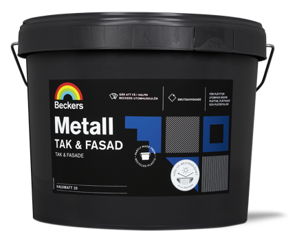 Beckers Täckfärg, Metall Tak&Fasad halvmatt, 10L, Valfri kulör, Färg & tapeter
