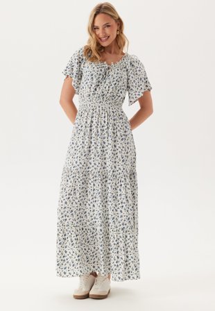 Happy Holly - Smock Maxi Viscose Dress - Blue/Patterned