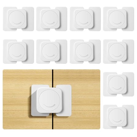 Børnesikring til skabe og skuffer, 10 stk. baby børnesikring med stærk klæbemiddel uden boring, til limning af skuffesikring