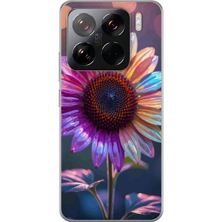 Kompatibelt Mobildeksel til Xiaomi 15 Pro Irideserende blomst med glitrende kronblad i rosa lilla og gull mot myk bokeh bakgrunn