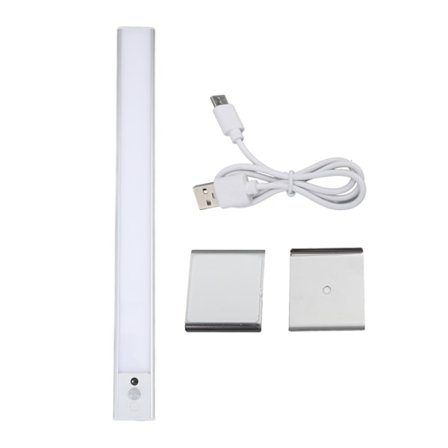 Oppladbart LED-lys med bevegelsessensor under skap, magnetisk lys under skap for skap, kjøkken, garderobe, sølv