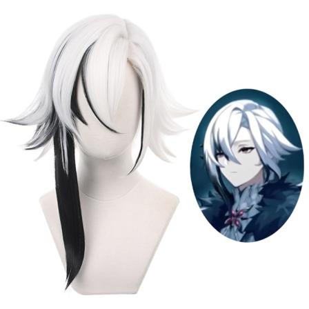 Genshin Impact Arlecchino Cosplay paryk Hvid Sort Varmebestandig - Perfet
