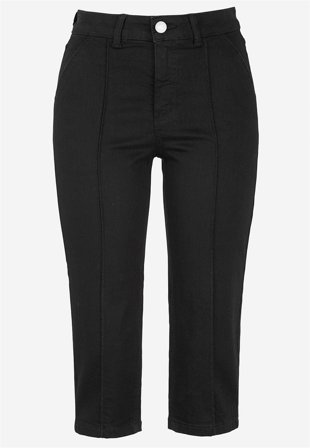 Cellbes of Sweden - Elastiske crop jeans med syet pressefold i sort / denim til damer i størrelse 48