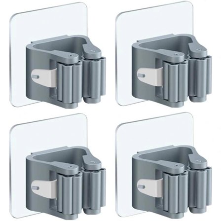 Kvast- og moppeholder 4-pakning uten boring Veggmontert selvklebende mopp-FA-