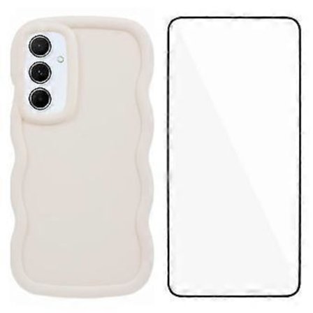 WANLONFENG XL Series til Samsung Galaxy A54 5G Cover Bølgekant TPU Cover med Hærdet Glas Film (Style B)
