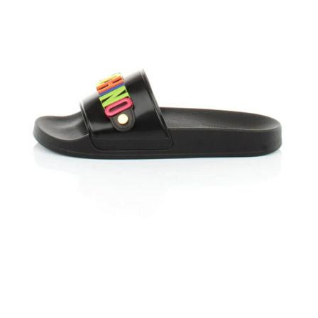 Moschino Multicolor Logo Pool Slides , Zwart , Heren , Maat: 40 EU