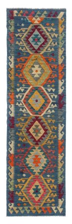 Kelim Afghan Old Style Handvävd 79X305 Hallmatta Afghanistan